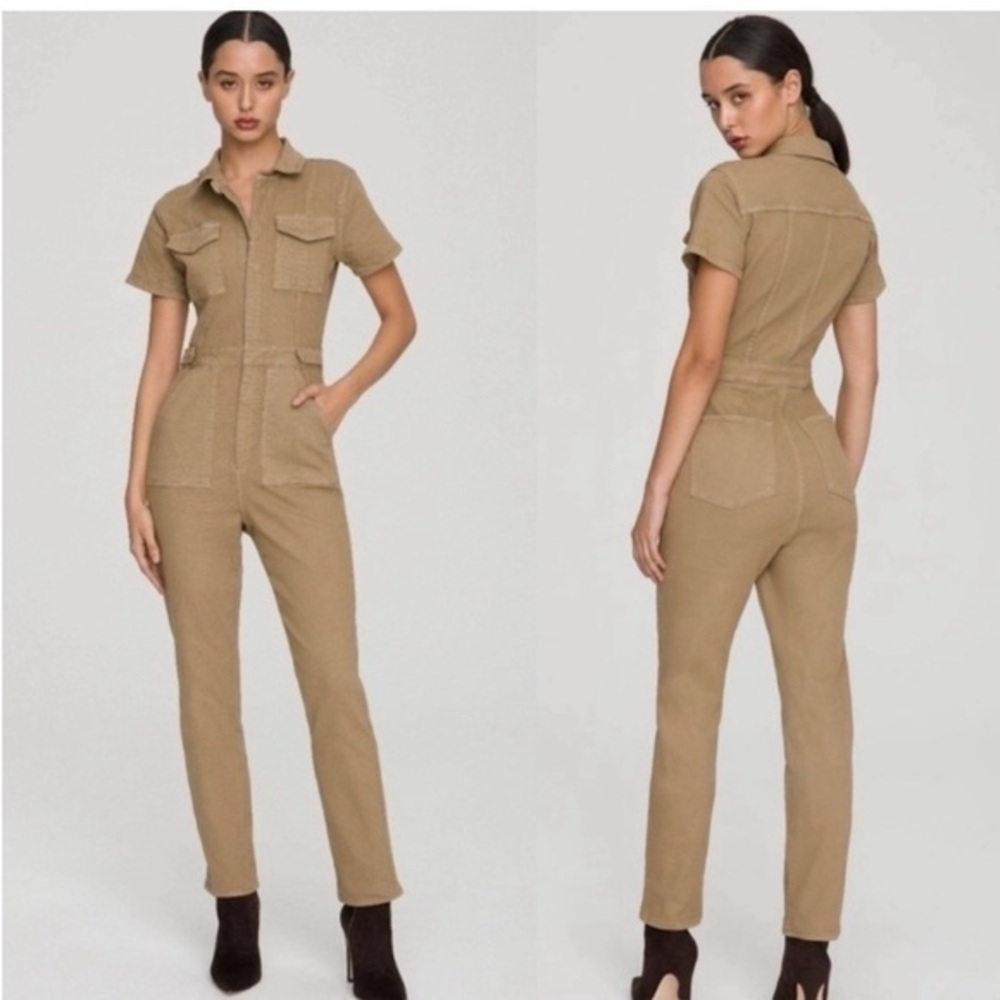 Good American Tan Utility Jumpsuit